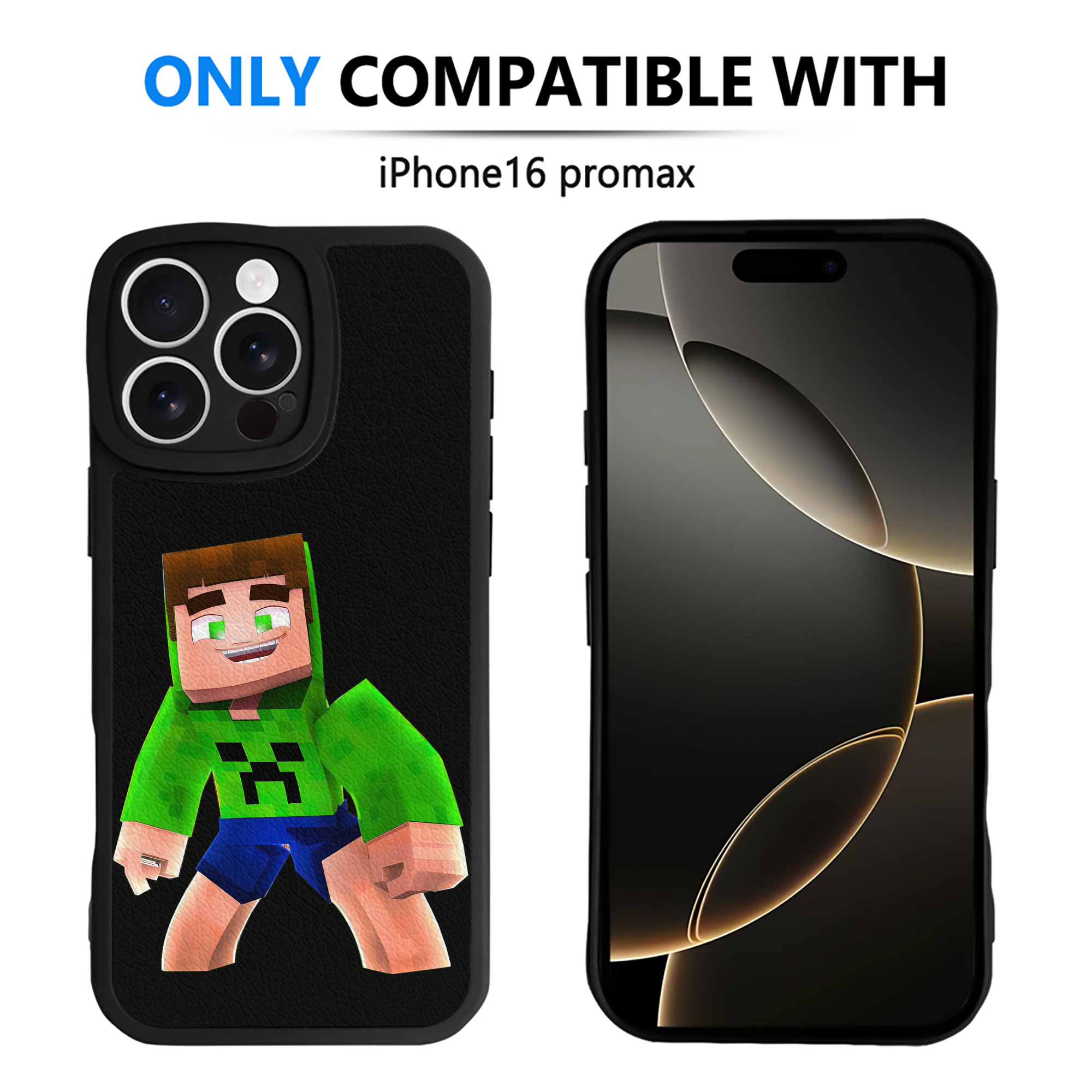 （画像用） マインクラフト ブロックの世界 Minecraft MC Block world 【iPhone 16シリーズ対応】シリコンスマホケース（レザー調） 材質：シリコン
